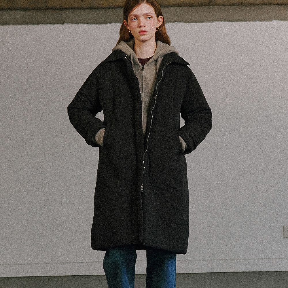 RONRON★韓国★人気 SHEARING COLLAR BELTED PADDING COAT BLACK 론론(RONRON) SHEARING COLLAR BELTED PADDING COAT BLACK