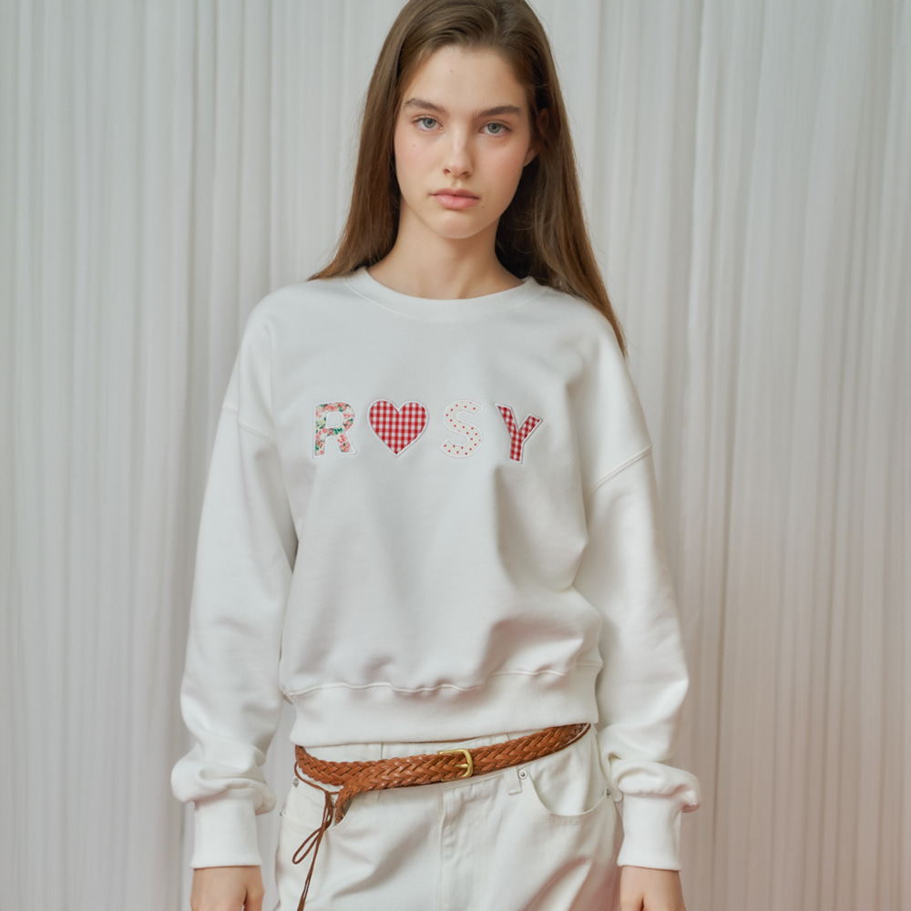 ◆RONRON◆ ROSY APPLIQUE CROP T SHIRT WHITE ROSY APPLIQUE CROP T SHIRT WHITE - RONRON 론론