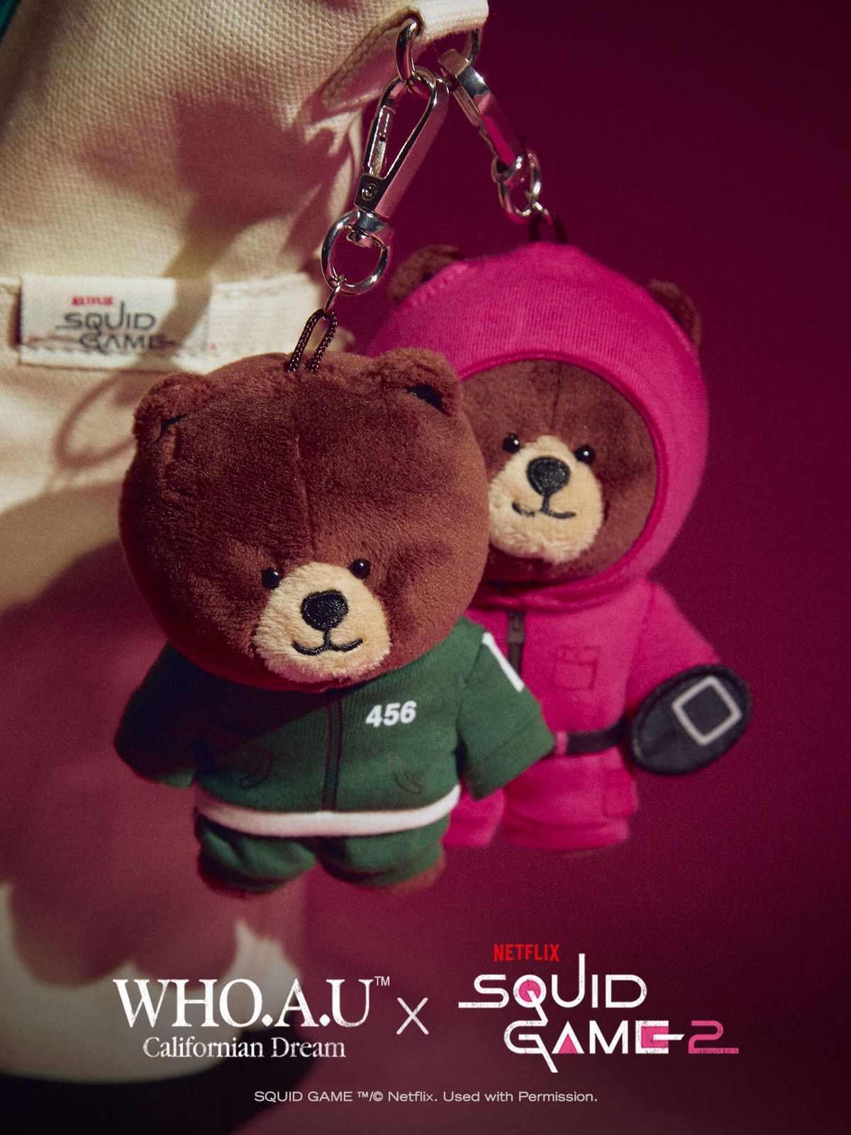 SquidGame★イカゲーム WAUxSQUIDGAME Steve Keyring 1+1 2P SET WHOAU [WAU X SQUID GAME] WAU Steve Keyring | WY Store