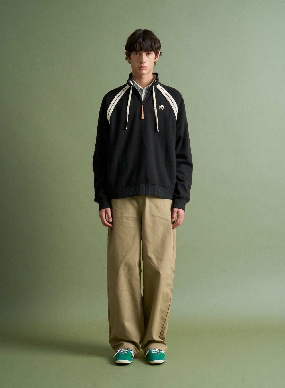 ★SATUR★ Lawton Half Zip-Up Sweatshirt Black MUSINSA公式 | SATUR Lawton Half Zip Up Sweatshirt Navy