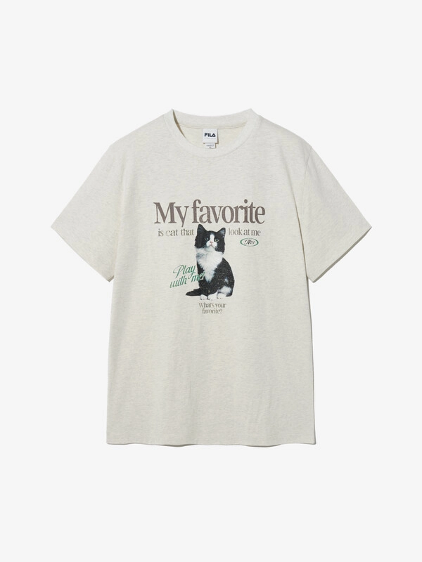 【FILA】 OVERSIZED CAT T-SHIRT Fila My T -shirt Overfit Cat T -shirt | WY Store