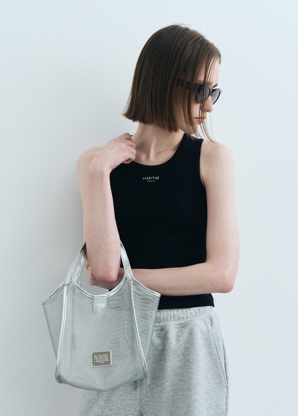夏新作【MARITHE】CLASSIC LOGO SHEER MESH TOTE BAG CLASSIC LOGO SHEER MESH TOTE BAG black - MARITHÉ+FRANҪOIS