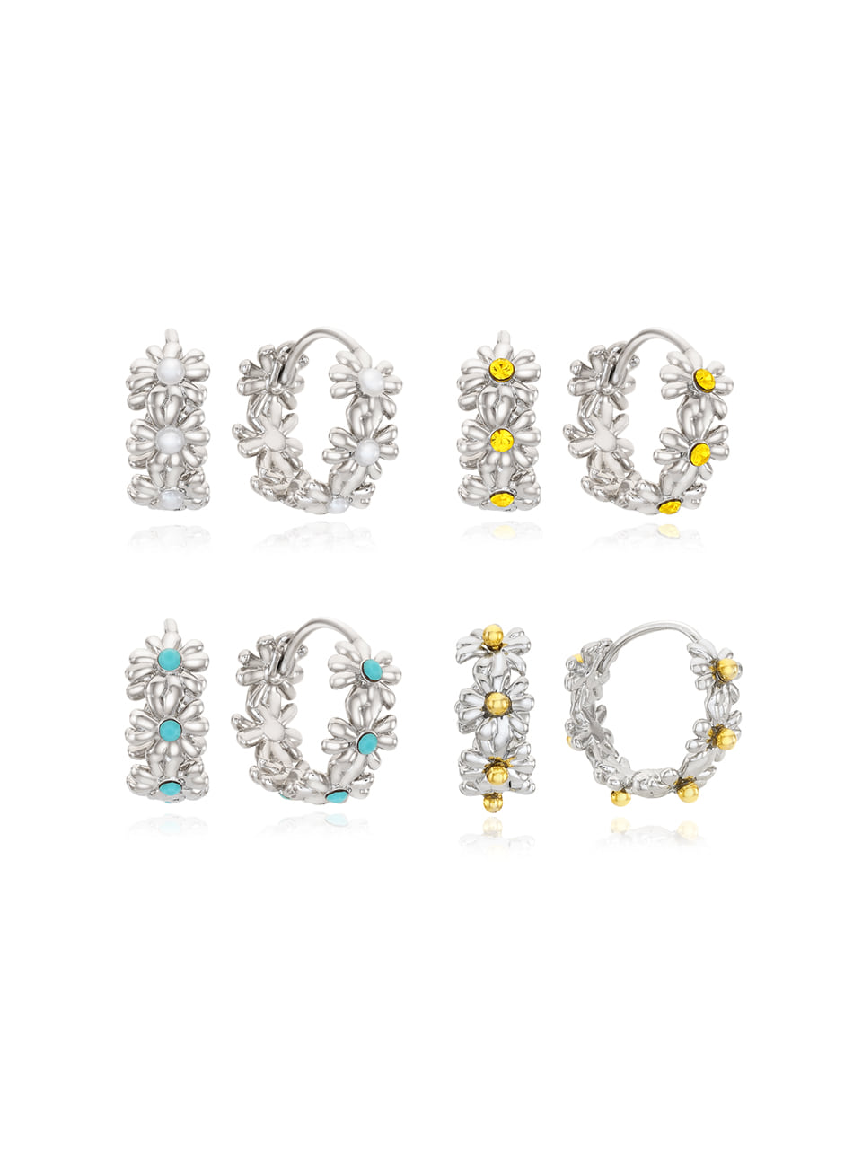 ★VINTAGE HOLLYWOOD★ Mini Daisy Garden Ring Earrings_VH2479 VINTAGE HOLLYWOOD Mini Daisy Garden Ring Earrings | WY Store