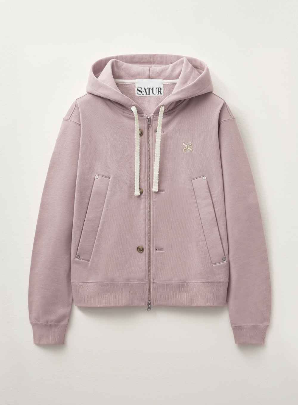 ◆SATUR◆ Theo Cotton All Day Hooded Zip Up Pale Pink SA241U MUSINSA | SATUR Theo Cotton All Day Hooded Zip Up Pale Pink