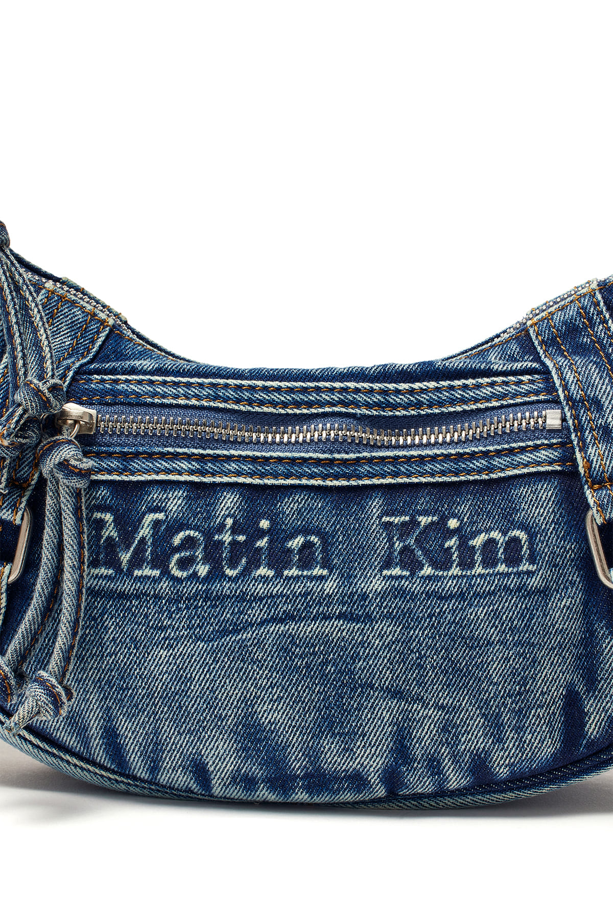 25SS人気 MATIN KIM MATIN WASHED DENIM MINI HOBO BAG 送料無料 MATIN KIM WASHED DENIM MINI HOBO BAG | WY Store
