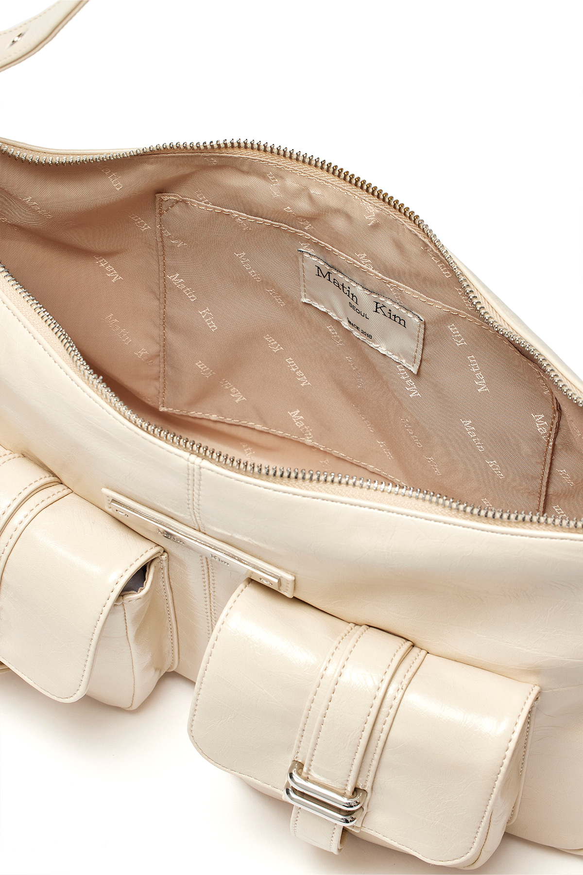 MATIN KIM ダブルポケットショルダーバッグ クリーム Matin Kim☆新作 DOUBLE POCKET WRINKLE TOTE BAG (Matin Kim
